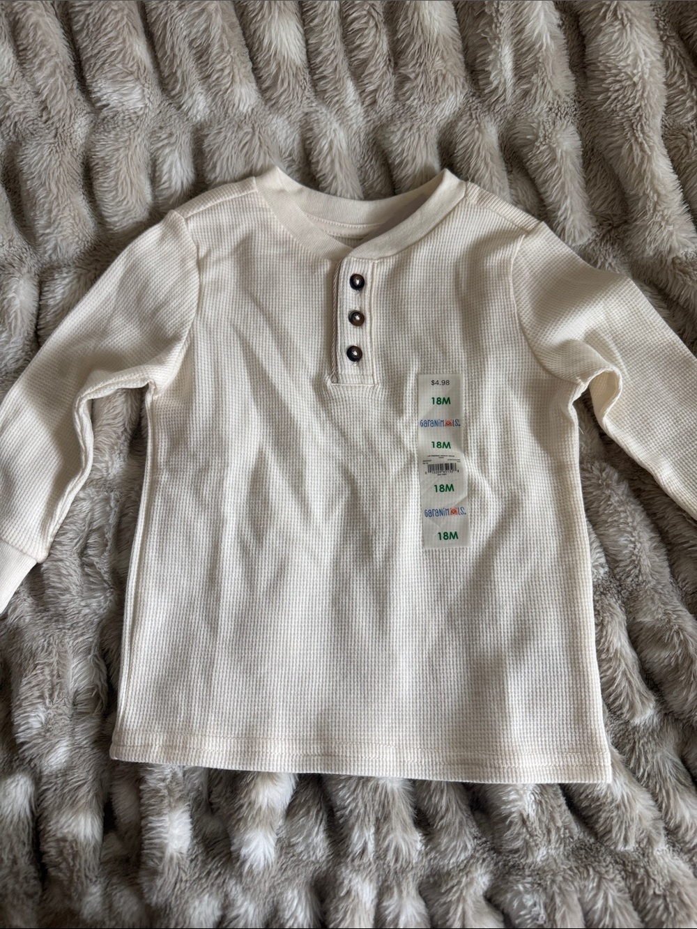 Garanimals Cream Waffle Henley Long Sleeve Top